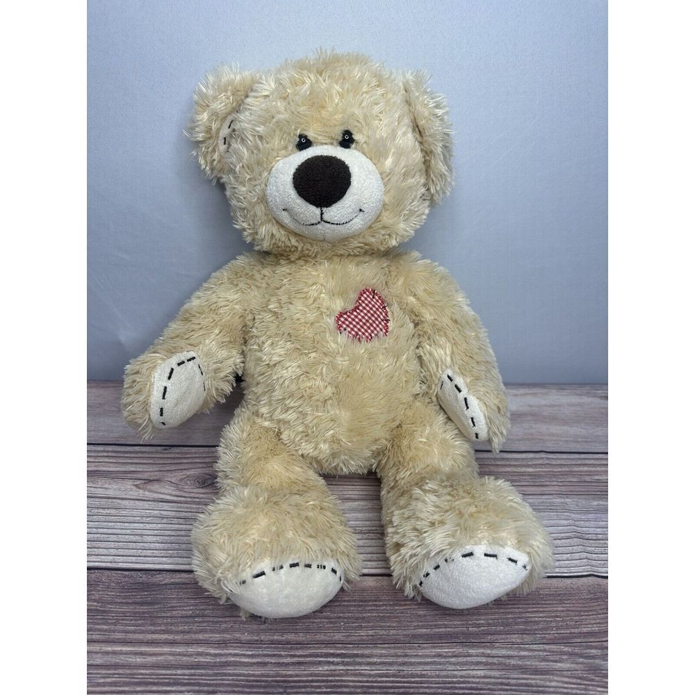 Build a Bear Patchwork Patches with Stitches Tan‎ & Cream 15" Bear